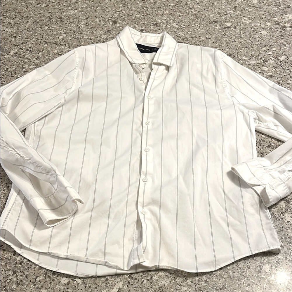 Abercrombie & Fitch Ivory Pinstripe Dress Shirt